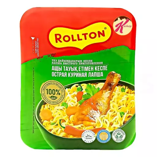 نودل رولتون با طعم مرغ تند مدل بشقابی (90 گرم) Rollton