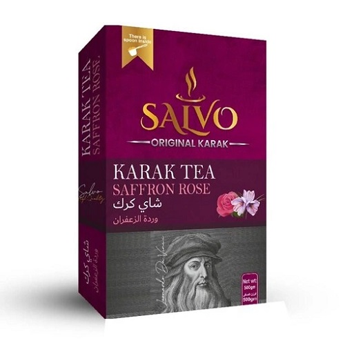 چای کرک گل محمدی و زعفران جعبه ای سالوو هندی وزن نیم کیلویی-Salvo